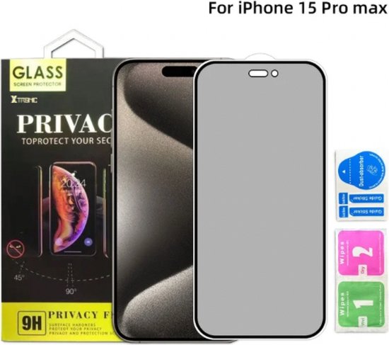 Gmedia Gehard Glas Privacy Screenprotector: iPhone 15 Pro Max