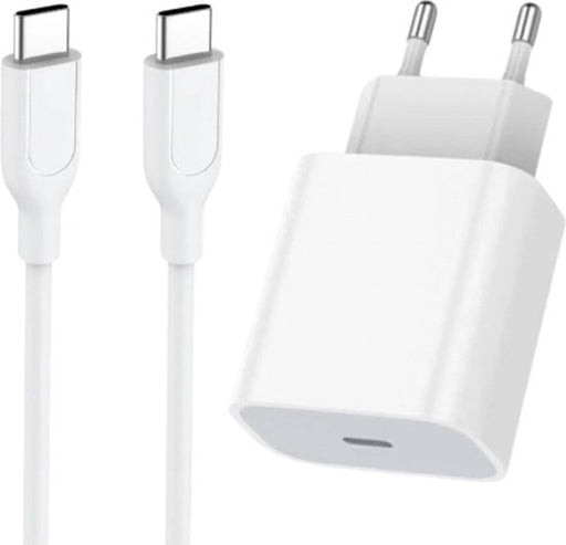 Gmedia Snellader met 1 meter USB-C naar USB-C kabel - Geschikt voor Apple iPhone 15, iPad, Samsung - Power Adapter in Wit